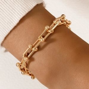 Gold Ball U Shape Bracelet